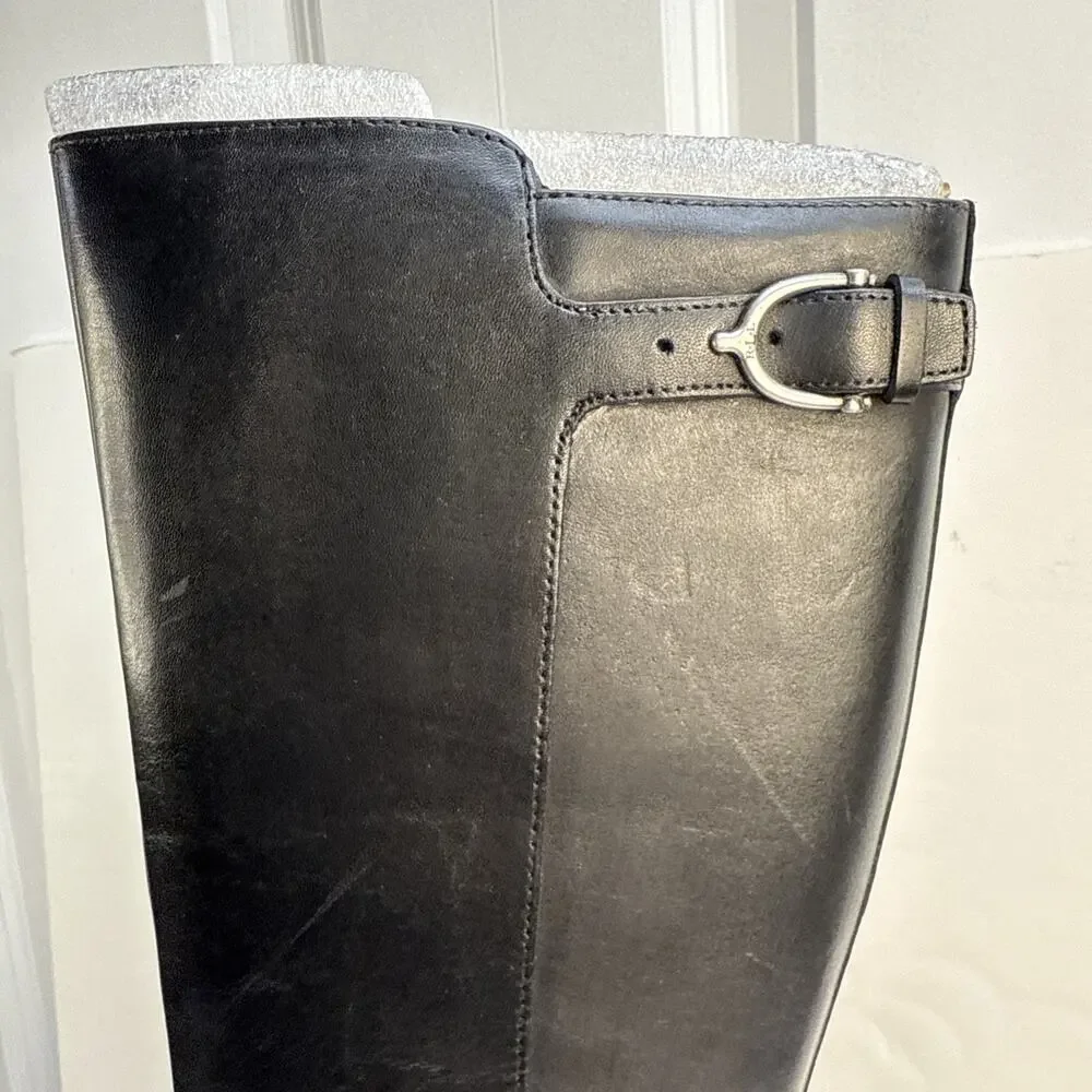 Lauren Ralph Lauren Womens Margarite Black Riding Boots 5.5 Width‎ B NWB